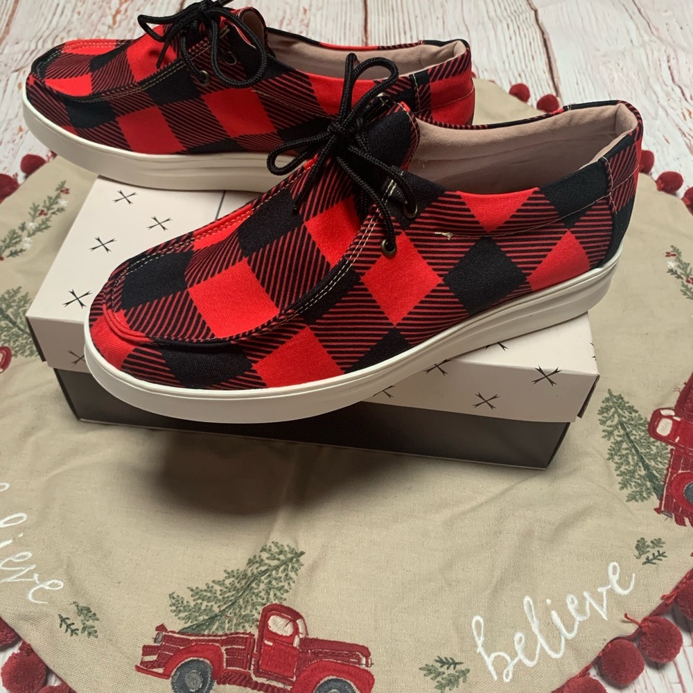 Buffalo Plaid Slip on Sneakers